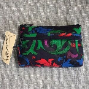 Vintage DVF Cosmetic Bag Pouch Makeup Fabric Zippers Pockets Deadstock